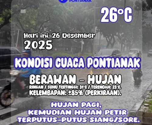 Cuaca Pontianak 26 Desember 2025